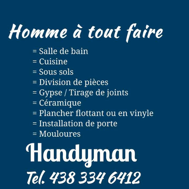 Handyman :: Homme à tout faire  dans Rénovation, construction et main d'oeuvre  à Ville de Montréal - Image 2