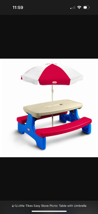 NEW Little Tikes Easy Store Table with Umbrella - blue and red