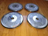 4 Vintage York 10 Lbs Barbell Weight Plates Chrome TOTAL 40 Lbs