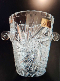 Vintage Crystal Ice Bucket Pinwheel Design
