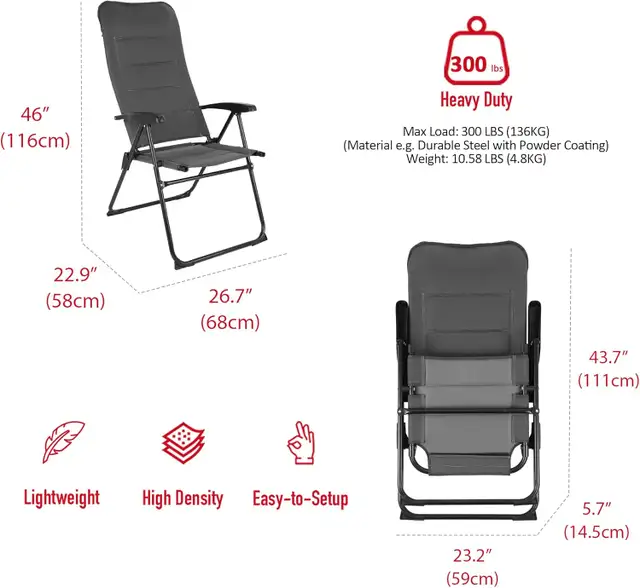 NEW SUNNYFEEL Garden Camping Deck Chair Folding with Footrest in Patio & Garden Furniture in London - Image 3