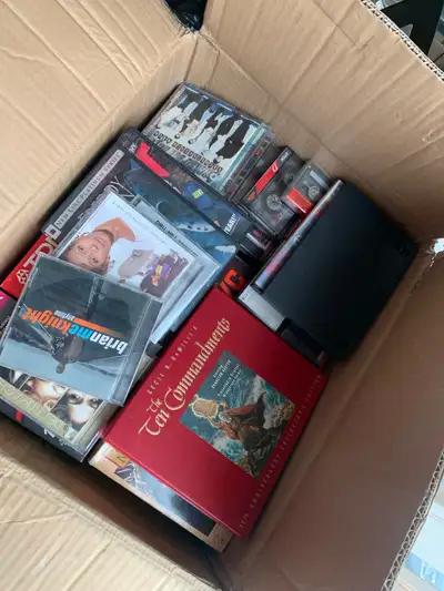 A lot of VHS, Cassettes and Cd’s.