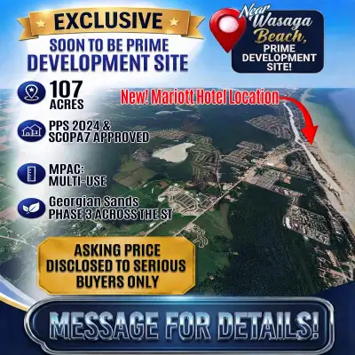 107 acres of vacant land (approximately 96 usable) located at 3103 Flos rd 8 west, Springwater. (Con...