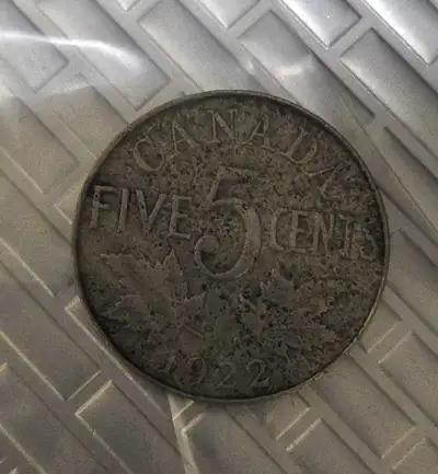 1922F Canada Nickel 5 Cents Coin, View more