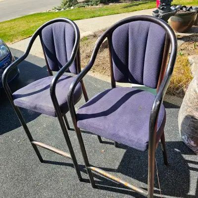 Two bar height stools for sale. In fair used condition. Have been sitting in the garage for a while....