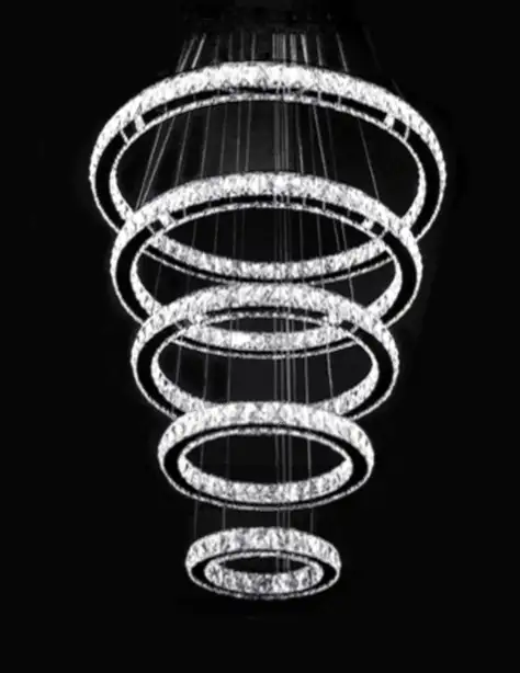 5 RING INTEGRATED LED MODERN CRYSTAL PENDANT CHANDELIER - NEW in Indoor Lighting & Fans in City of Montréal - Image 2