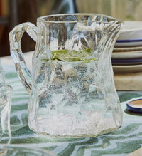 Glass pitcher jug IKEA BASTUA by Marimekko, handmade quality