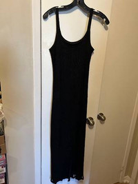 Long black lined knit dress $35 size Small-Med, lace look