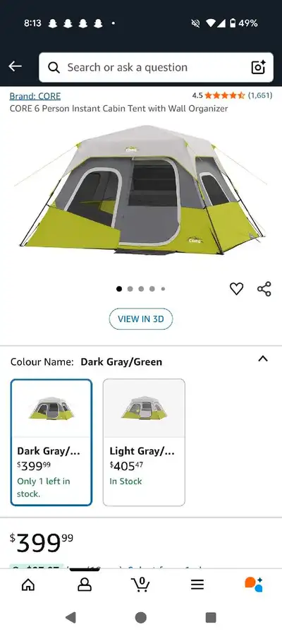 Used Core Instant 6 Person Tent ⛺⛺⛺, View more