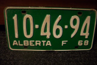 1968 Alberta Car  Plate