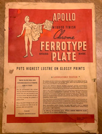 Camera Equipment, Ferrotype Plate, Vintage  Apollo Chrome, Brass