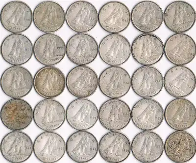 Accumulation de 10 cents en argent 1968 Disponible à Mascouche J7K 1E9 Si l’annonce est là, l’item e...