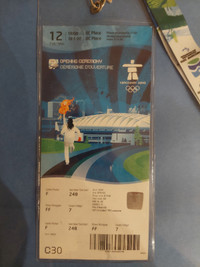 Rare Vancouver 2010 Olympics Opening Ceremony Pass with Lanyard