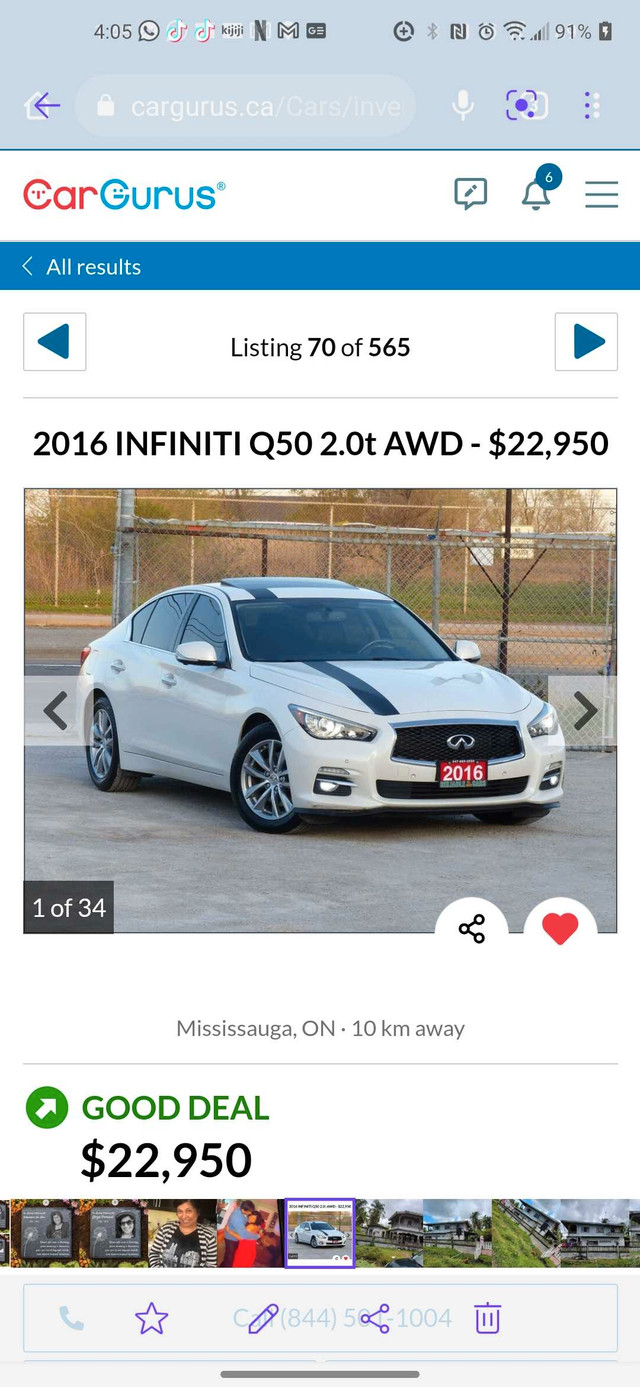 2016 q50 2.0T fully loaded  in Cars & Trucks in Mississauga / Peel Region