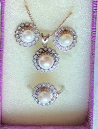 Silver pendant earrings set