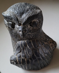 Vintage Wolf Original Soapstone Large Owl Sculpture