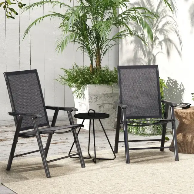 2-Piece Folding Chair Set for Relaxing on Patio Balcony Garden,  in Patio & Garden Furniture in Markham / York Region - Image 2