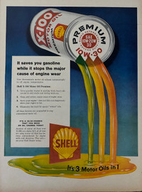 1958 Shell X-100 Motor Oil Original Ad 