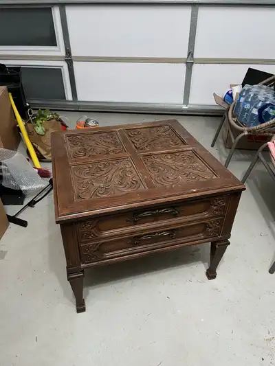 Vintage Antique Carved Wood Side/End/ Coffee Table, View more
