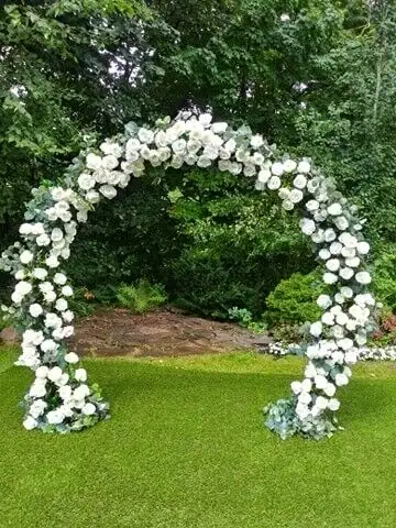 Rent our Circle ivory rose moongate circle/round arbor/arch available in ivory, blush pink mix or ot...