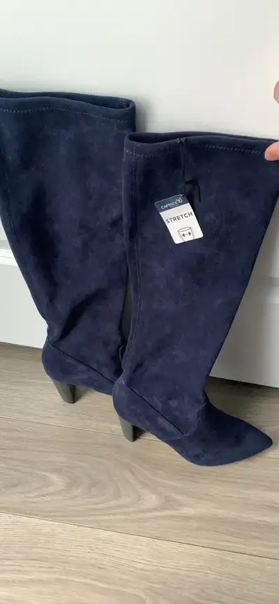 Caprice blue suede boot with heel, View more