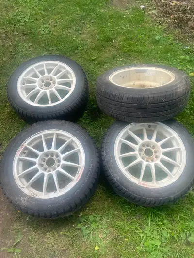 Two of the tires match each other. They are Hercules winter hsi-s 205/55r16 91h One Bridgestone ecop...