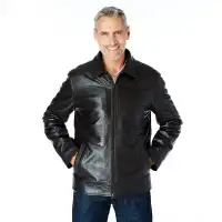 new Veste100% cuir véritable isolée brun Men's Insulated Leather