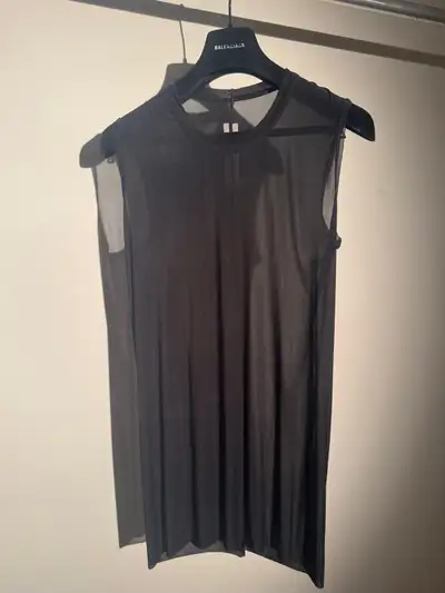 Rick Owens Black Hollywood Basic SL Tank Top Semi-sheer stretch cupro jersey tank top. * ﻿﻿Crewneck...