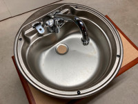RV Sink with Folding Faucet hot and cold
