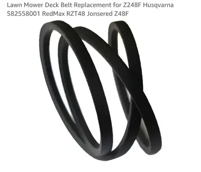 New in bag. Lawn mower deck belt. Replacement z248F Husqvarna # 582558001. Redmax jonsered z48f. Pic...