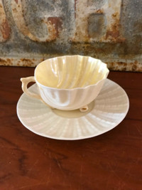Vintage Belleek Neptune Cup and Saucer 6th Green mark. Ca 1965