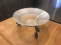 Large glass and metal fruit bowl