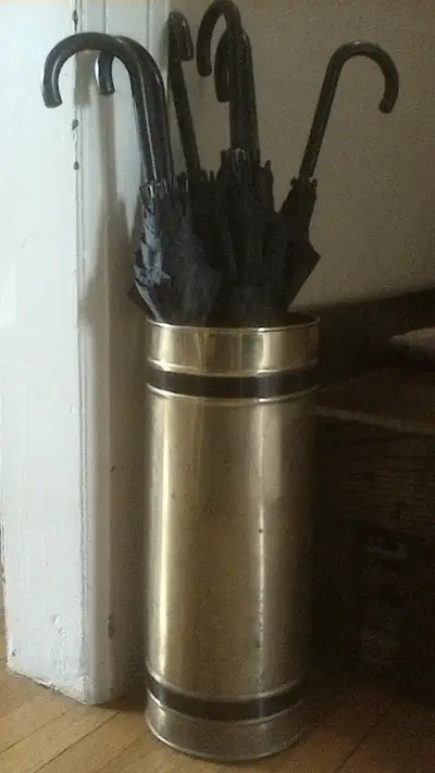 Eighties brass umbrella stand, View more
