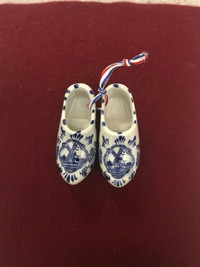 Pair Holland Dutch Blue Porcelain Clogs/Shoes