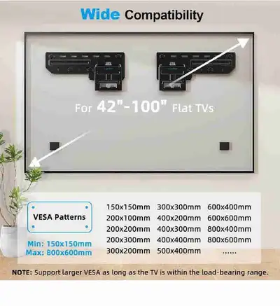 Supcline Ultra Slim TV Wall Mount for 42 to 100 inch Flat TV & F, View more