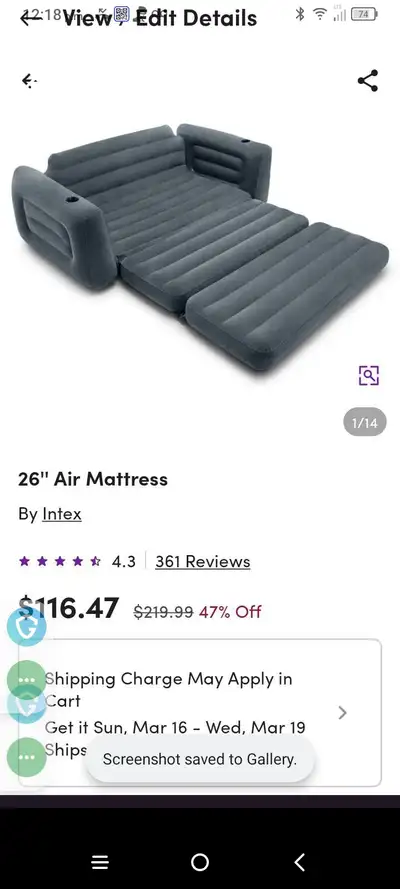 Mattress has built in pump and sofa folds out to queen bed.