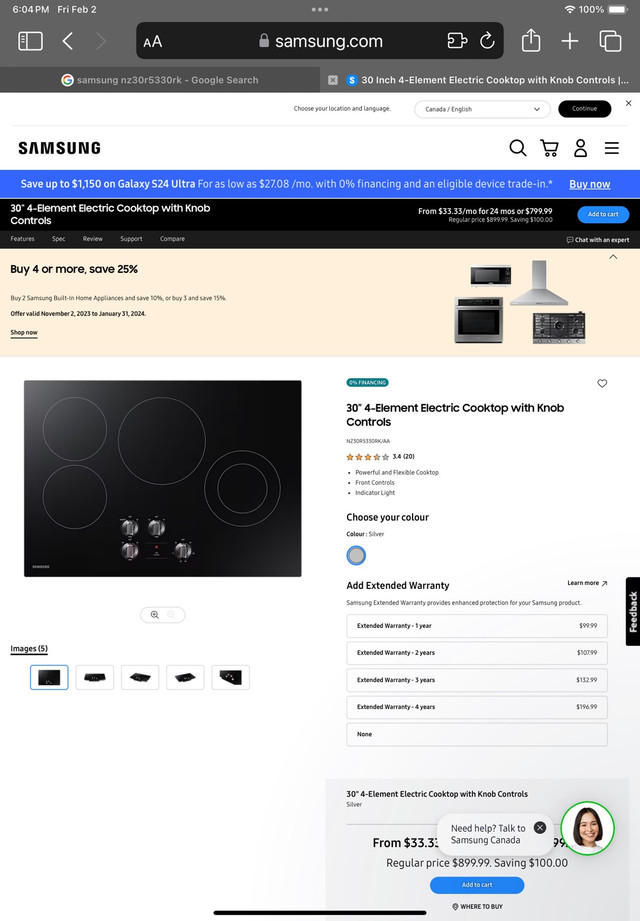 Samsung Elecric cooktop in Stoves, Ovens & Ranges in Kitchener / Waterloo
