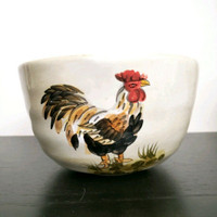 Calderone Tabletops Hand Painted Rooster Snack Cereal Bowl