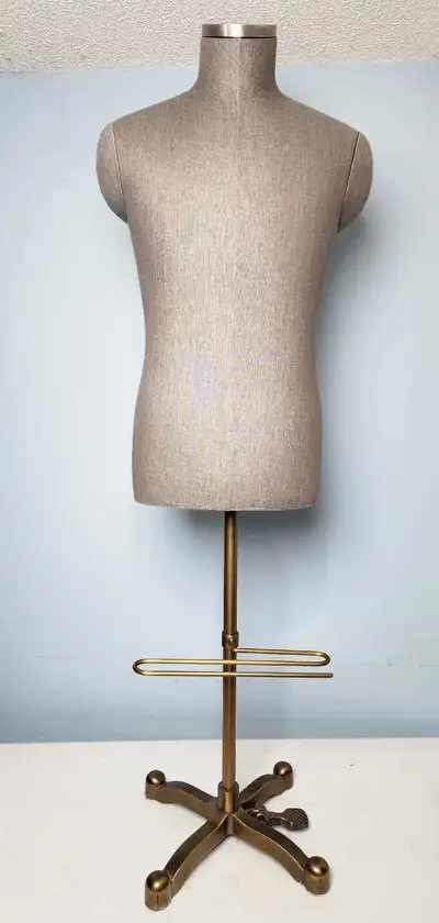 Male mannequin form dress display with metal stand. -adjustable height metal stand. - adjustable pan...