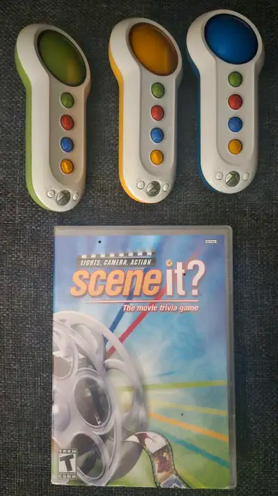 Xbox 360 
scene it   trivia game with 3 remotes, View more