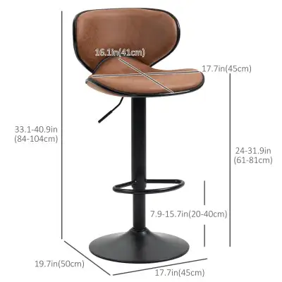 Vintage Microfiber Cloth Adjustable Bar Height Stools wi, View more