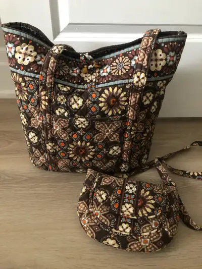 Vera Large Tote with Button toggle Closure 17.5Wx14Hx6D 12”Double Strap Drop $50 Vera Lizzy adjustab...