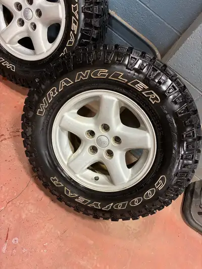15” Aluminum Jeep wheels 5x4.5 / 5x114.3. No tires. Just rims. Good condition.