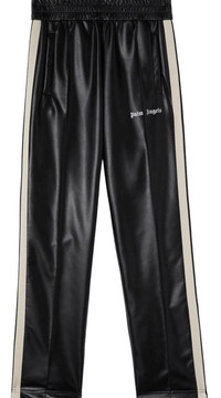Palm Angels Black Leather Track Pants - Size Large 