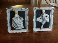 Unique vintage 3d ceramic plaques. Man and woman. $50