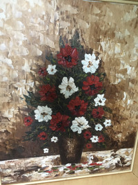 Signed original oil painting flowers