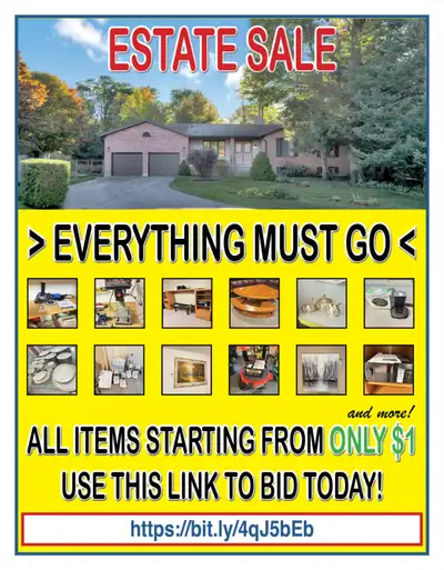 Estate Auction, Everything Must Go, All Bids starting at $1, View more