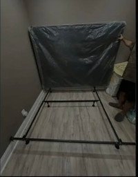 Queen size metal bed frame and bed box.
