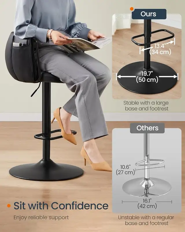  360° Swivel Bar Stool,  Height Adjustable Barstools with Curved in Chairs & Recliners in Markham / York Region - Image 10