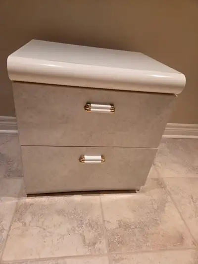 Vintage Laquer White Nightstand, View more